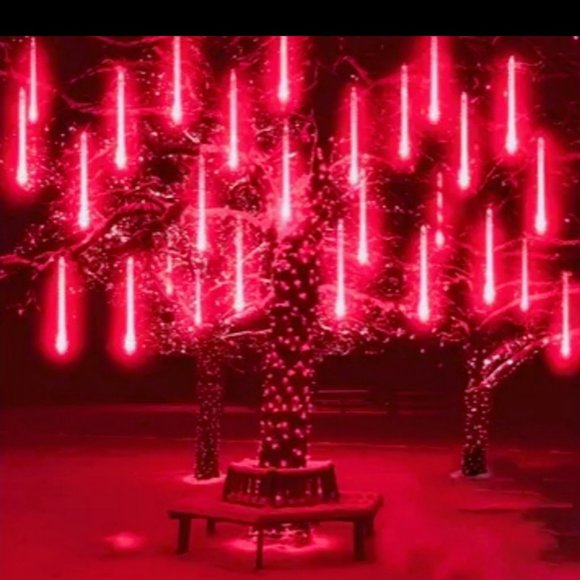 Meteor Shower Rain Drop Icicle Falling String LED Christmas Lights - RED - Picture 1 of 8